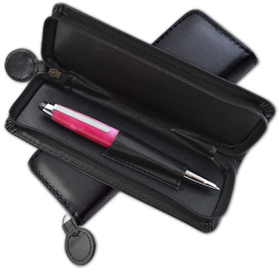 Black leatherette pen case